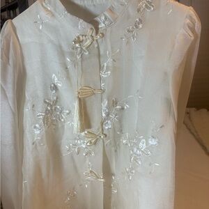 Elegant Cream Embroidered Blouse